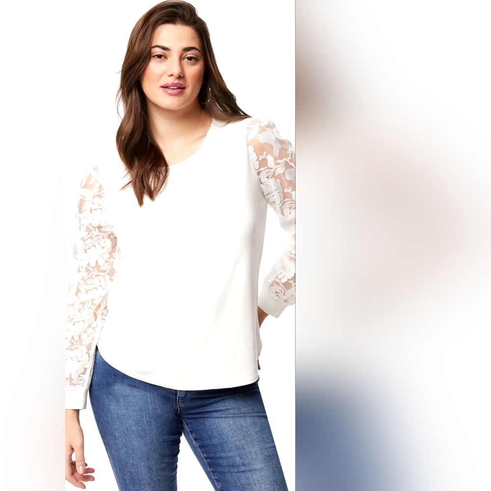 Laura Floral Applique Detail Top - Ivory